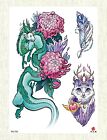  Fleur de chat plume de dragon grande 8,25" meilleurs tatouages ​​poignets