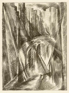 FUTURISTISCHE STADT ANSICHT - René PRONER - OriginalRadierung 1948 - Picture 1 of 1