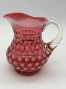 Fenton Art Glass Cranberry Opalescent Coin Dot Creamer 4.5” c 1945 - Picture 1 of 11