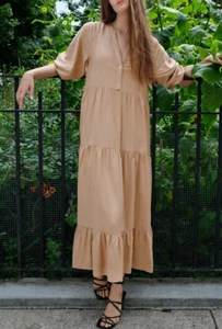 Vestido Middi de lino con capas de Zara - Imagen 1 de 4