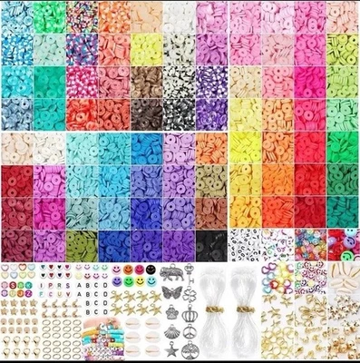 10,000++pcs Bracelet Making Kit | 6mm Flat Clay Polymer Beads | Jewellery DIY - Image 1 of 4