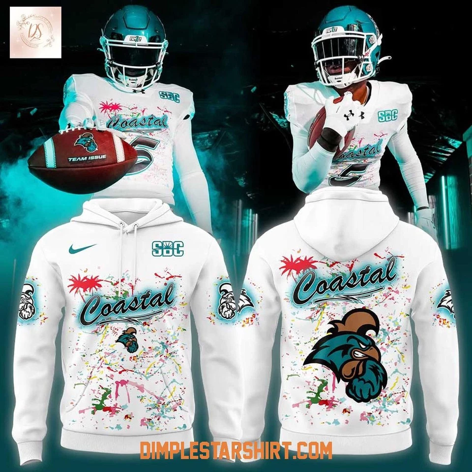 Молодежный размер Coastal Carolina Chanticleers светящийся мод активированный 2025 толстовка с капюшоном вентилятор снаряжение - Изображение 1 из 4
