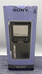 Sony Watchman FD-270 Black B/W Portable TV 1987 Complete w Box & Tested - Picture 1 of 11