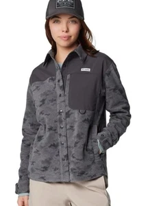 Columbia PFG Mujer Negro Snap Sudadera con Capucha Chaqueta Atlética L Grande Marea Polar Nueva con Etiquetas - Imagen 1 de 5