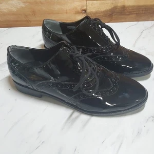 Vionic Hadley Mens Shoes Size 11 EUR 43 Wing Tip Oxford Black Patent Leather - Picture 1 of 9