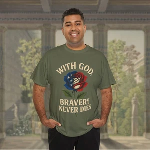 Unisex schwere Baumwolle T-Shirt, Geschenk für Veteranen, Memorial Day Kleidung, Gott Tapferkeit  - Bild 1 von 14