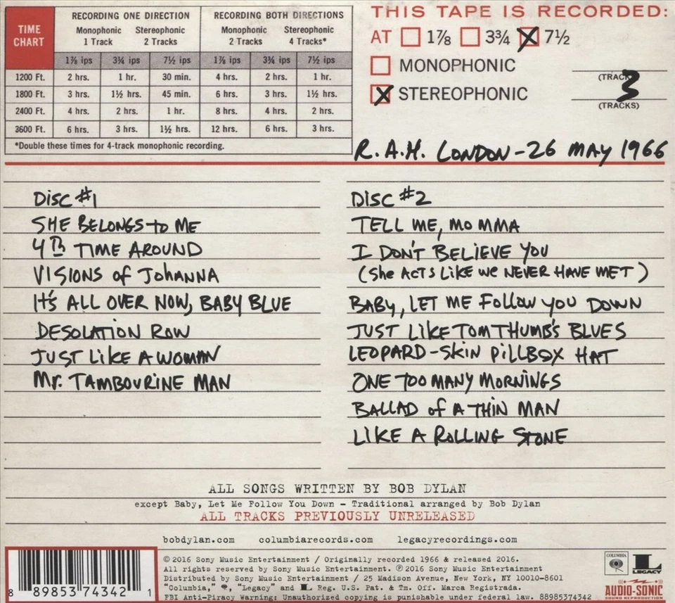 BOB DYLAN - THE REAL ROYAL ALBERT HALL 1966 CONCERT NEW CD Foto 1 de 1