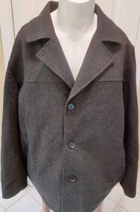 Perry Ellis Portfolio Men's XXL Wool Blend Button Over Size Coat Jacket Charcoal - Picture 1 of 8