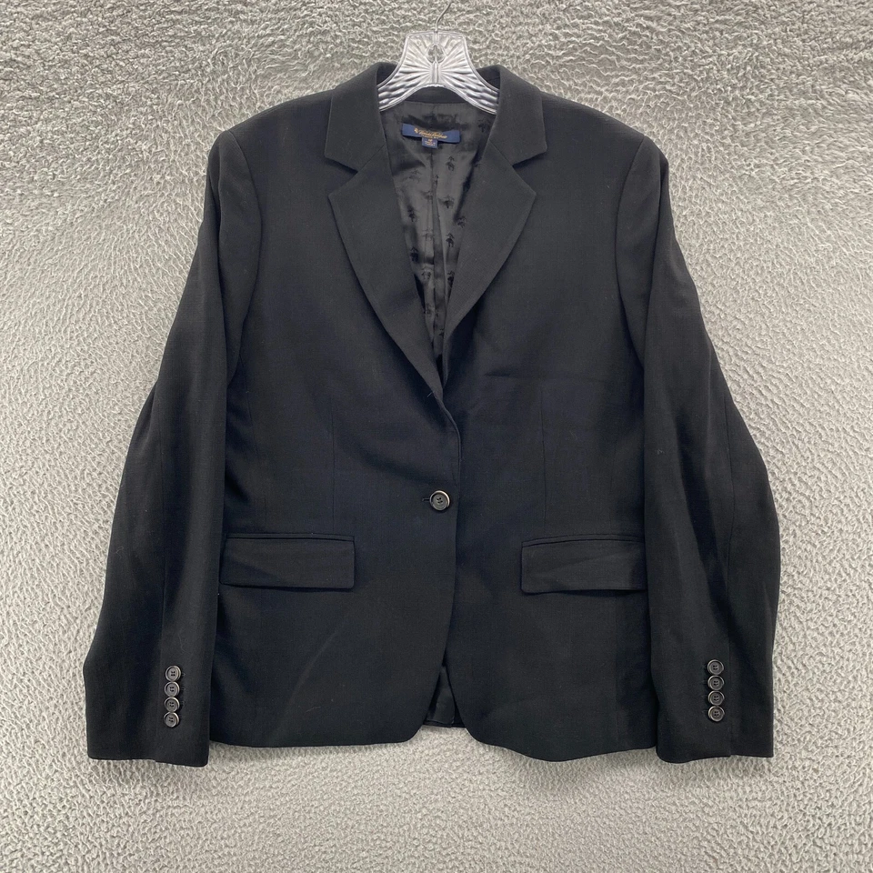 Brooks Brothers Blazer 女式 12 黑色单排扣羊毛 Loro Piana 夹克 — 第 1/4 张图片