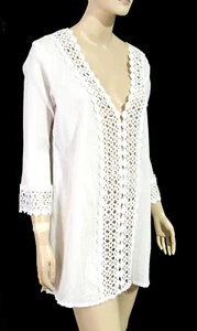 Mango Reef NWT White Gauzy Eyelet Cover up Dress L - Picture 1 of 6