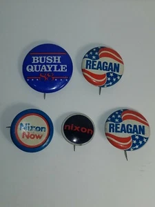 Campaign Buttons Nixon Reagan Bush Quayle - Picture 1 of 5
