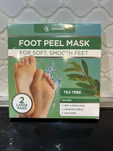 Dermora Foot Peel Mask, For Soft, Smooth Feet, Tea Tree Scent,2 Pairs, Exp 08/24 - Picture 1 of 2