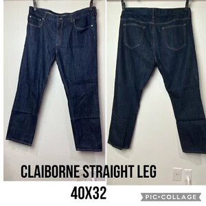 Claiborne Men’s Denim Straight Fit Jeans Pants Dark Wash Sz 40 x 32 Preowned GUC - Picture 1 of 14