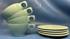 Vtg Boontonware 1206-8 Cups 1202-6 Saucers Sets Of 4 Melmac Melamine USA - Picture 1 of 10