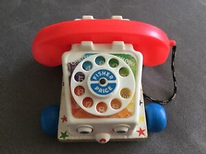 Vintage Fisher Price Chatter Telephone Phone Rings Rolls Dials Pull Toy