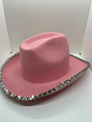 cappello cowboy girl cowgirl rosa donna paillettes maschera party carnevale - Immagine 1 di 4