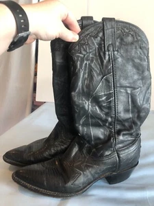 VINTAGE Dan Post 9M Womens Black Cowboy Boots - Picture 1 of 10