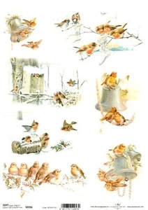 Decoupagepapier Serviertentechnik A4 40g/m² Vögel Winter Glocke Finken S0356 - Bild 1 von 1