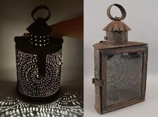 Antique 18C Early American Primitive Half-Round Folk Art Pierced Candle Lantern