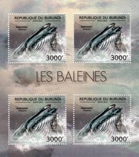 BLUE WHALE Marine Life Stamp Sheet #6 of 7 (2012 Burundi)