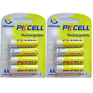 8X AA Rechargeable Batteries 1.2V Ni-MH 600mAh Battery for Solar Light PKCELL