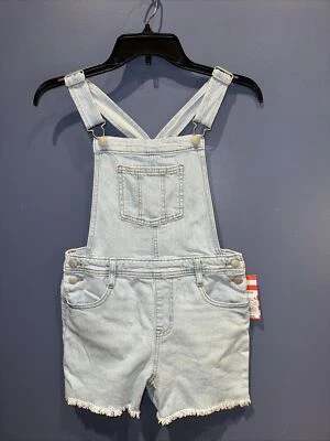 Large 10/12 Girls Denim Overalls Shorts Cat & Jack NWT Blue Bibs - Image 1 of 4