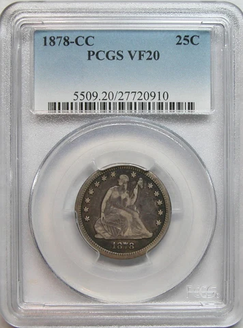 1878-CC Seated Liberty Quarter PCGS VF-20 Cover