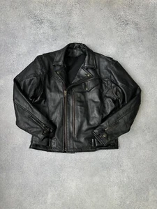 Vintage Genuine Leather Biker Motorcycle Heavy Mens Jacket 90s Sz M - Picture 1 of 15