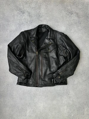 Vintage Genuine Leather Biker Motorcycle Heavy Mens Jacket 90s Sz M - Image 1 of 4