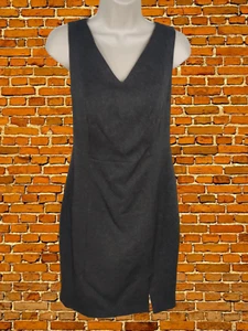 WOMENS PAPAYA SIZE UK 12 GREY MIX SHORT SLEEVE V-NECK SHEATH DRESS KNEE LENGTH - Picture 1 of 5