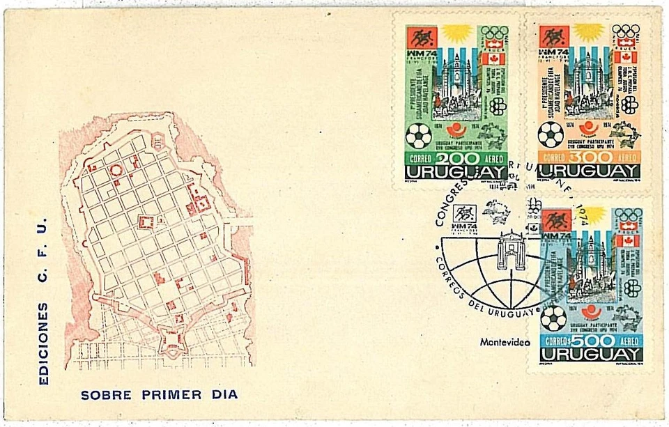 11380 - URUGUAY - POSTAL HISTORY - FDC COVER1974 - FOOTBALL - Image 1 of 1