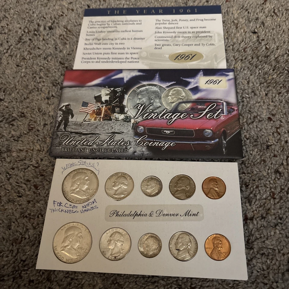 1961 Uncirculated D&P Set Vintage  United States Coinage Brilliant Uncirculated - Image 1 of 1