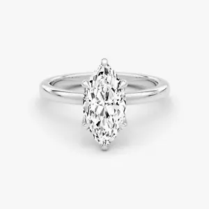 2 Ct Marquise Cut Lab Grown Diamond Hidden Halo Engagement Ring 14k White Gold - Picture 1 of 4