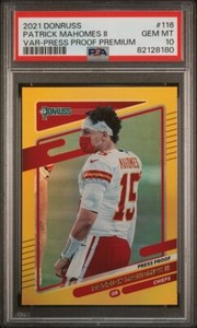 2021 PANINI DONRUSS PATRICK MAHOMES MASK VARIATION PRESS PROOF PREMIUM PSA 10