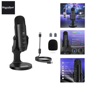 Microphone USB, Microphone à Condensateur pour PC Téléphone Portable, PS4, PS5, Microphone PC USB... - Photo 1/10