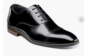 Stacy Adams Barris Kappe Zehe Oxford Herren Gr. 11 W schwarz Leder Schnürung formell - Bild 1 von 9