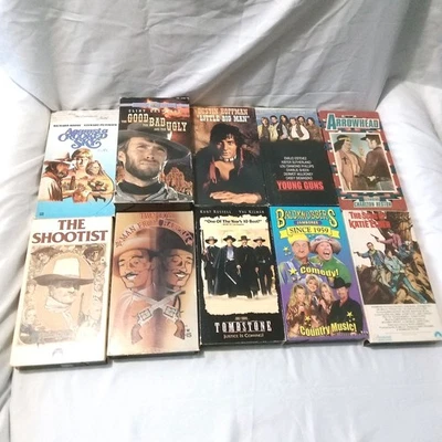 Western VHS Lot Clint Eastwood John Wayne Tombstone Young Guns Good Bad Ugly Vtg - Image 1 of 3