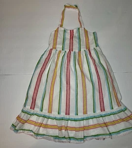 Janie & Jack Girls Halter Striped Linen Summer Dress SZ 4 EUC - Picture 1 of 5