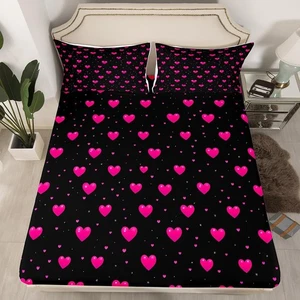 Kinder Liebe Muster Spannbettlaken Twin Size Liebe Herz Bettlaken Set Jungen Mädchen... - Bild 1 von 5