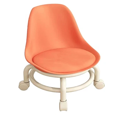 Orange Kids Low Rolling Stool With Backrest Low Height Roller Stool - Image 1 of 4