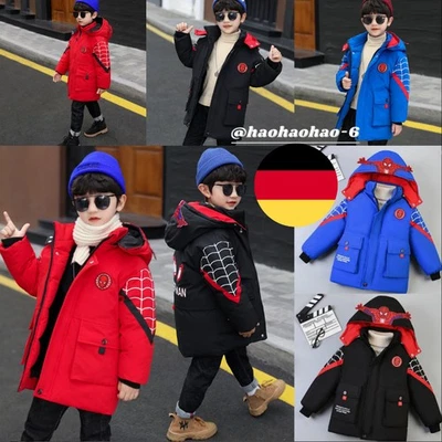 DE Kinder Jungen Spiderman Kapuzenjacke Wintermantel Parka Oberbekleidung Neu - Bild 1 von 4