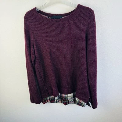 Sanctuary Burgundy Wool Blend Faux Layered Sweater Size M Flaw - Image 1 of 4