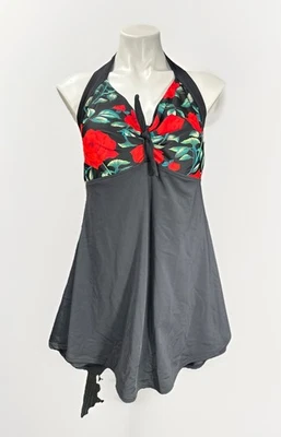 Cocoship Rose Swim Dress Size 18 Black Cherry Top Halter NWT - Image 1 of 4