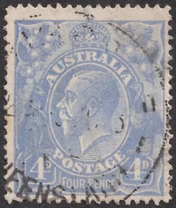 Australia 1922-24 KGV 4d. ultra Worn Print of the Left Side Error GU SEE DESCR - Picture 1 of 2