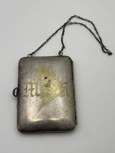 Vintage Monogrammed German Silver Purse Pocket Compact Wallet - Picture 1 of 8