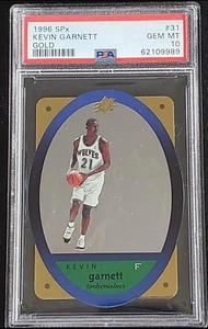 1996 SPx Kevin Garnett #31 Gold Timberwolves RC Rookie PSA 10 GEM MT POP 20 RARE - Picture 1 of 2