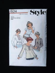 Style 1524 Misses Set of Tops in 4 Styles Original Vintage 1975 Pattern sz 8 Cut - Picture 1 of 2