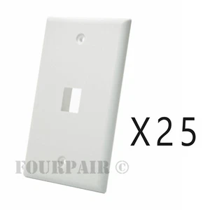 25 Pack Lot - Keystone 1 Hole Port Jack Wall Face Plate Network CAT5e CAT6 White - Picture 1 of 2