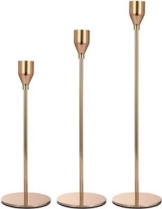 Candle Holders, Gold Taper Candlestick Holders in Different Size, 33/29/24cm ... - Picture 1 of 7