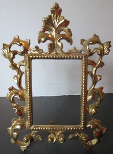 Heavy Ornate Brass Picture Frame with Kickstand Easel - Holds 4" x 6" Picture - Picture 1 of 6